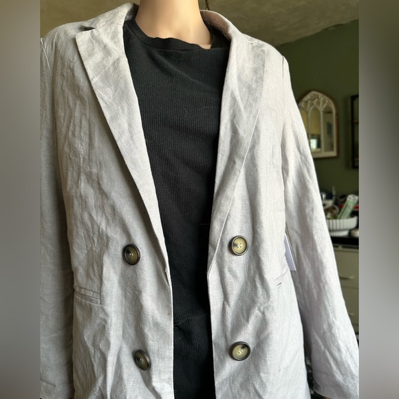 Halston Linen Blend Blazer Suit Jacket - Picture 2 of 9